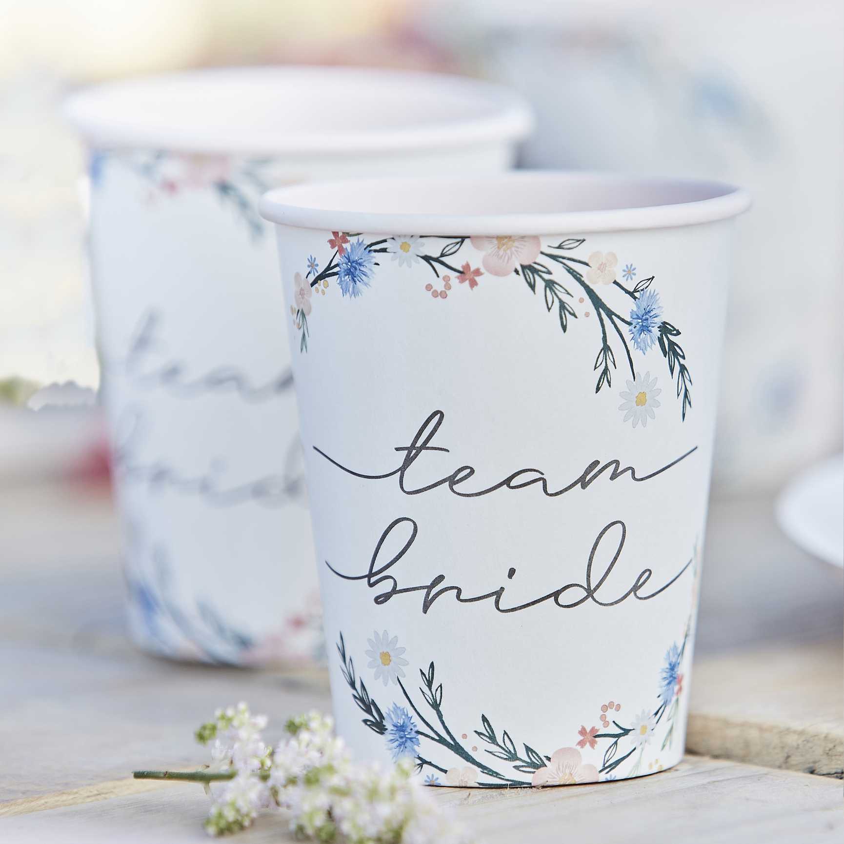 Floral Team Bride Bridal Shower Hens Party Paper Party Cups - party cups and drinkware from Party & Pout Australia