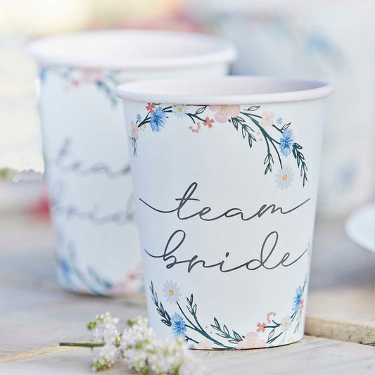 Floral Team Bride Bridal Shower Hens Party Paper Party Cups - party cups and drinkware from Party & Pout Australia