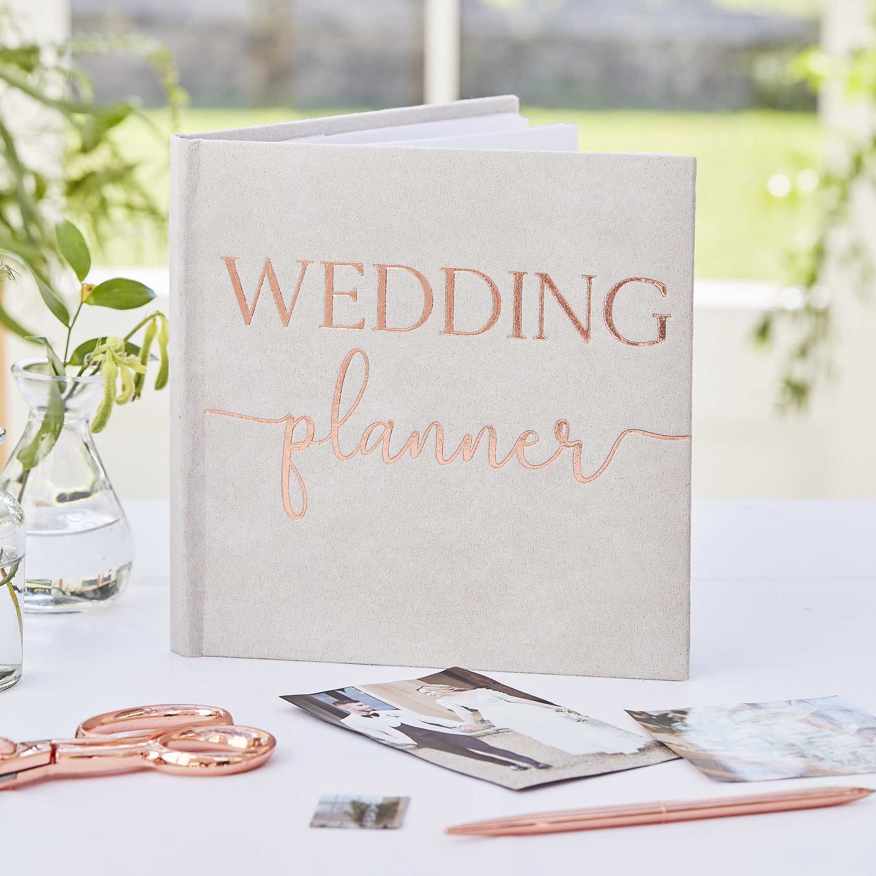 grey suede luxury wedding planner book elegant wedding organiser party and pout australia