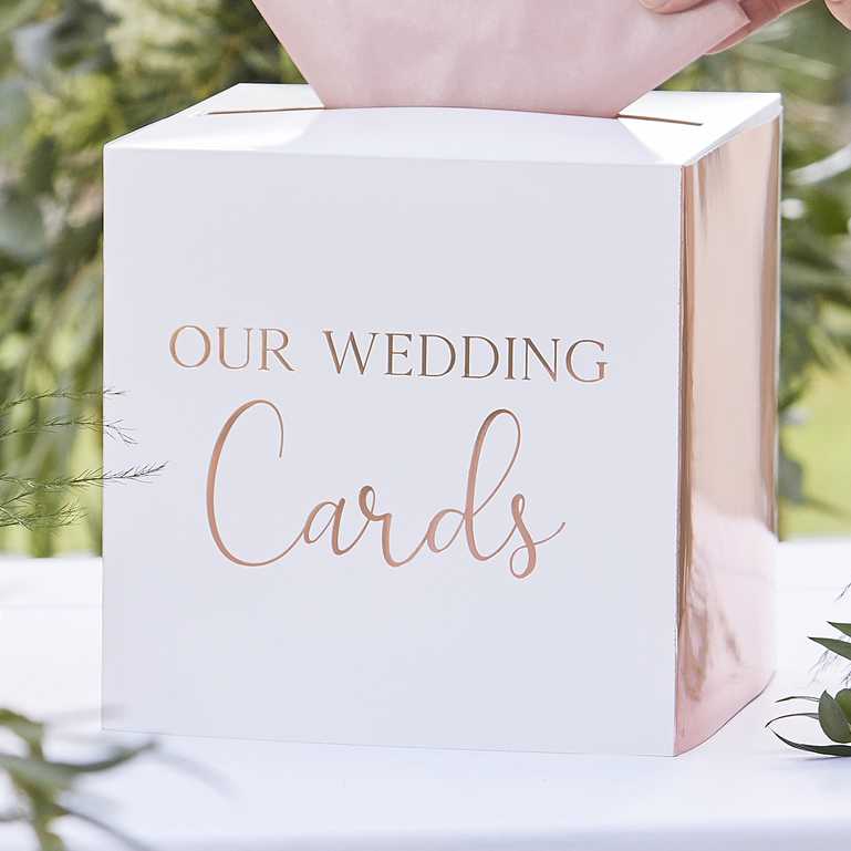 Wedding reception card box rose gold post box party supplies