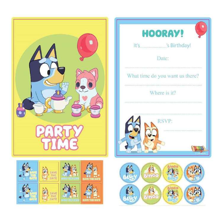 Bluey birthday postcard invitations – kids party supplies australia