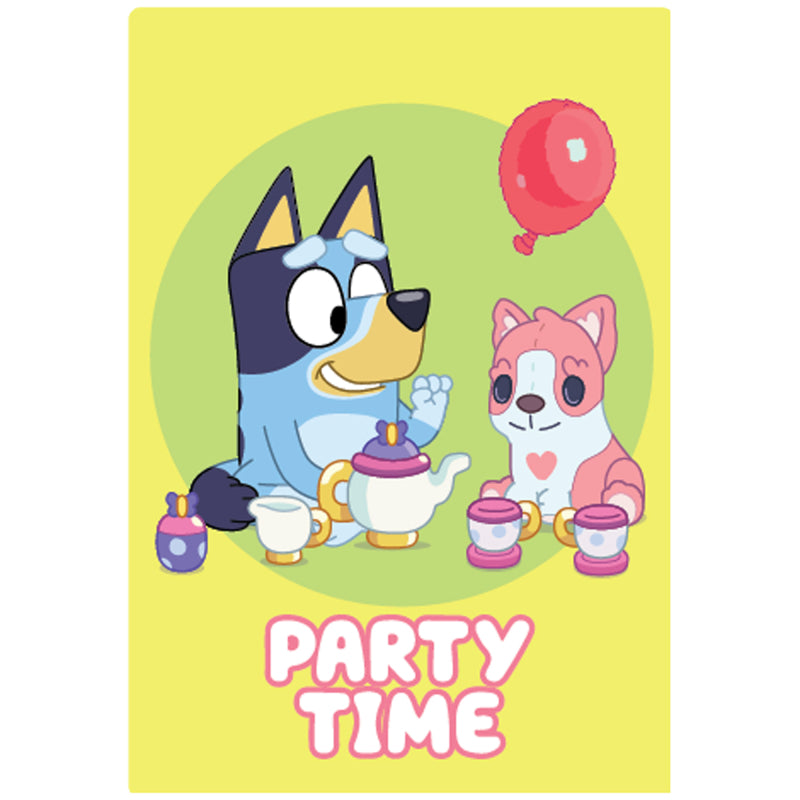 Bluey themed invite cards with envelopes and stickers – children’s party invitations