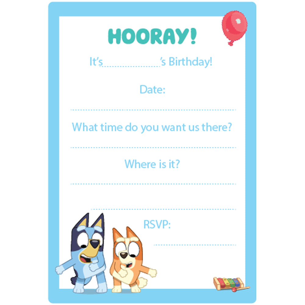 Bluey party invitations 8 pack – birthday celebration ideas australia