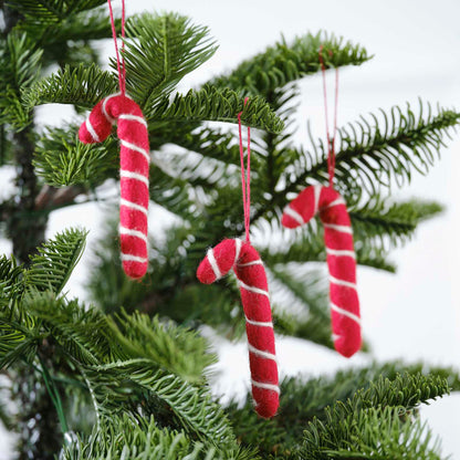 Christmas Candy Cane Felt Tree Decorations - Christmas party decorations and tableware from Party & Pout Australia