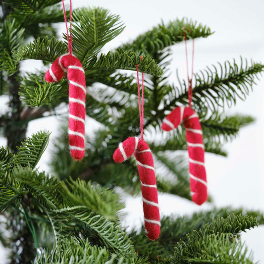 Christmas Candy Cane Felt Tree Decorations - Christmas party decorations and tableware from Party & Pout Australia