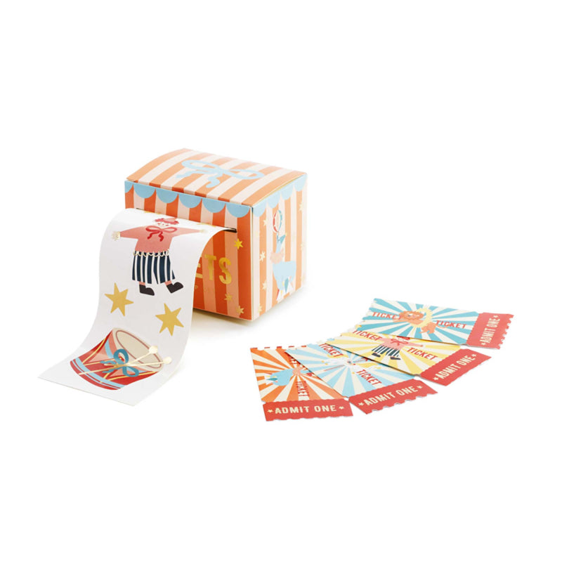 carnival theme tickets and circus stickers – children’s party decorations