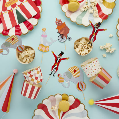 circus themed cupcake decorating kit – wrappers and toppers for children’s birthday parties AU