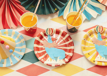 striped circus party plates – kids birthday decorations
