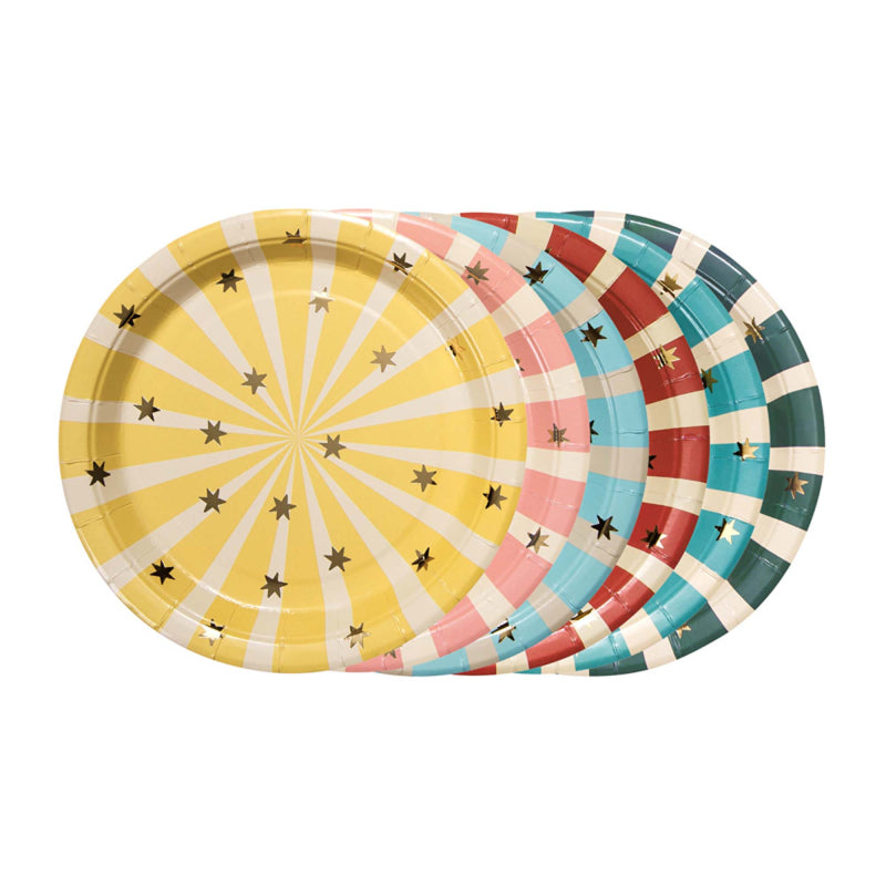 striped circus party plates – kids birthday decorations