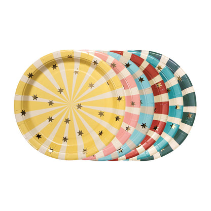 striped circus party plates – kids birthday decorations