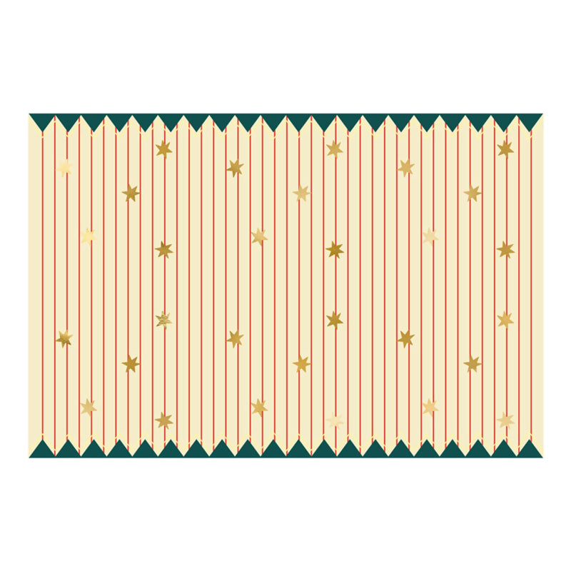 striped circus table cover with gold stars – carnival party table décor Australia