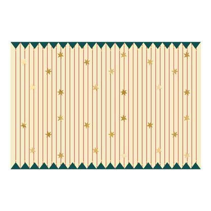 striped circus table cover with gold stars – carnival party table décor Australia