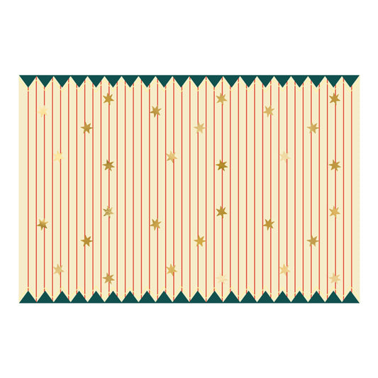striped circus table cover with gold stars – carnival party table décor Australia