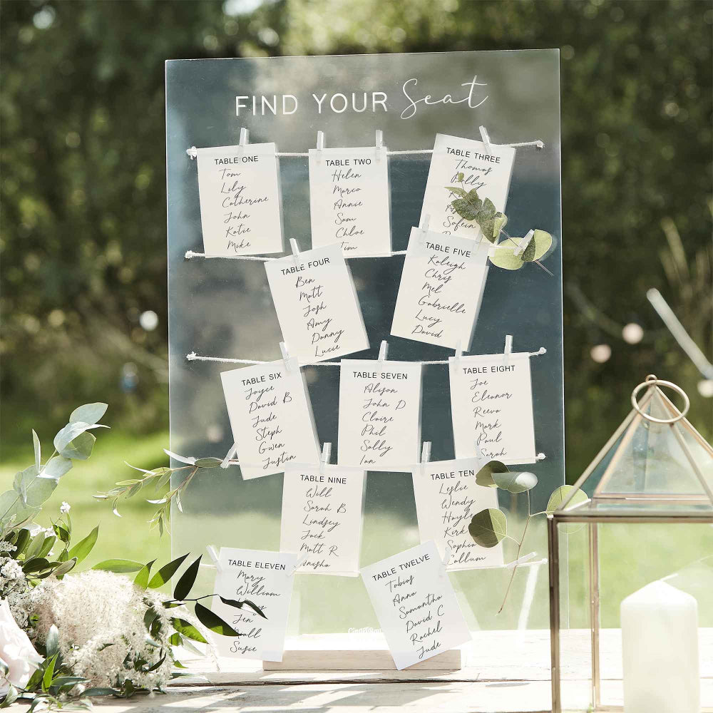 acrylic wedding table plan kit clear seating chart display party and pout australia