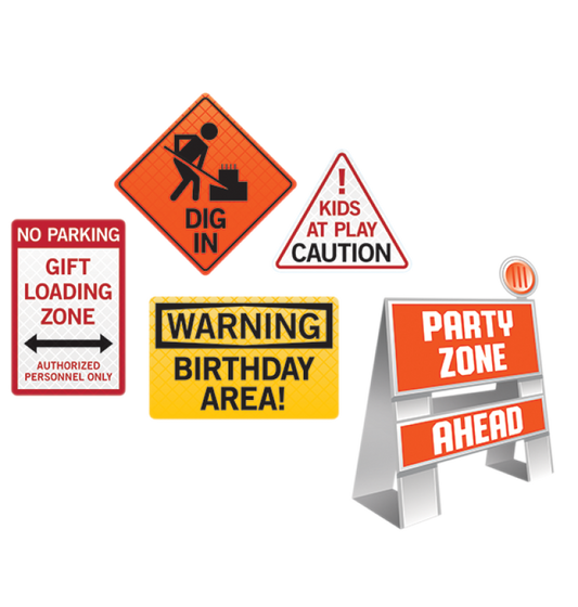 Construction decorating kit Big Dig easel and wall signs Party and Pout
