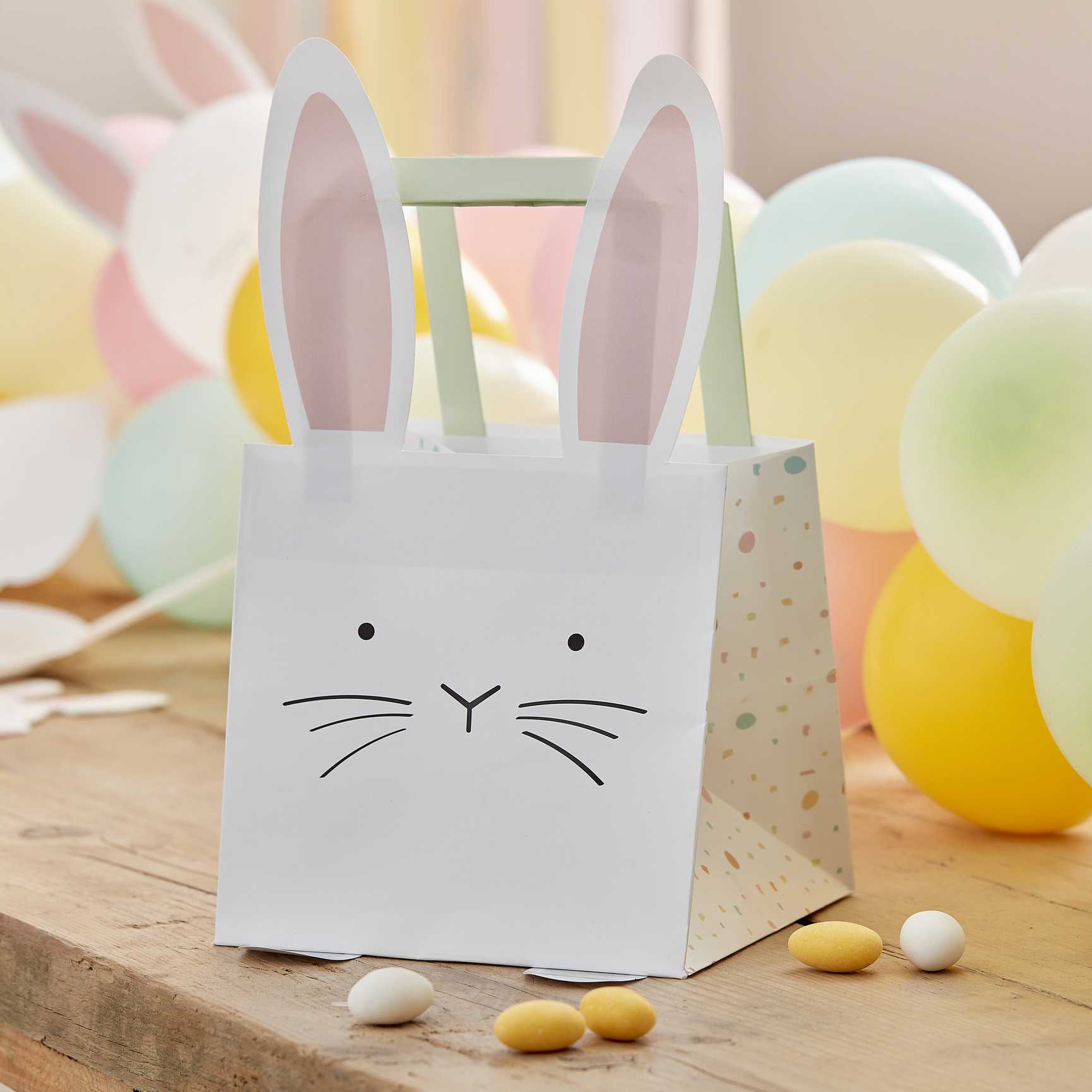 bunny Easter party bag with pastel handle for Easter celebrations