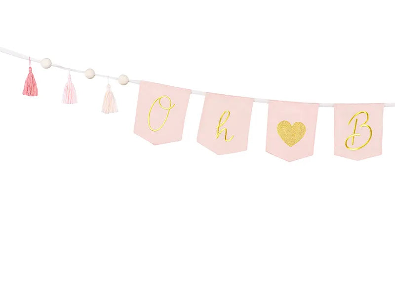 oh baby pink letter banner – gender reveal party décor
