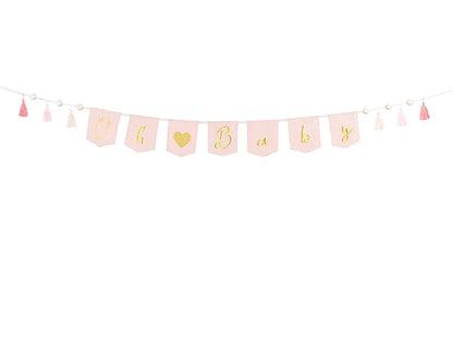 fabric baby shower banner pink – welcome baby party supplies