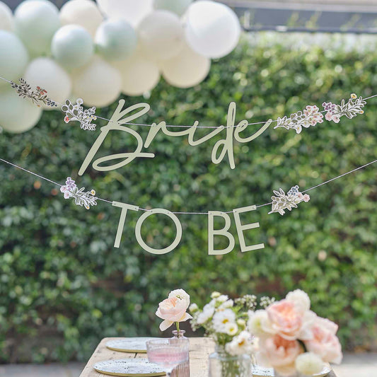 Floral Bride To Be Banner Sign - banners, bunting and hanging decorations from Party & Pout Australia