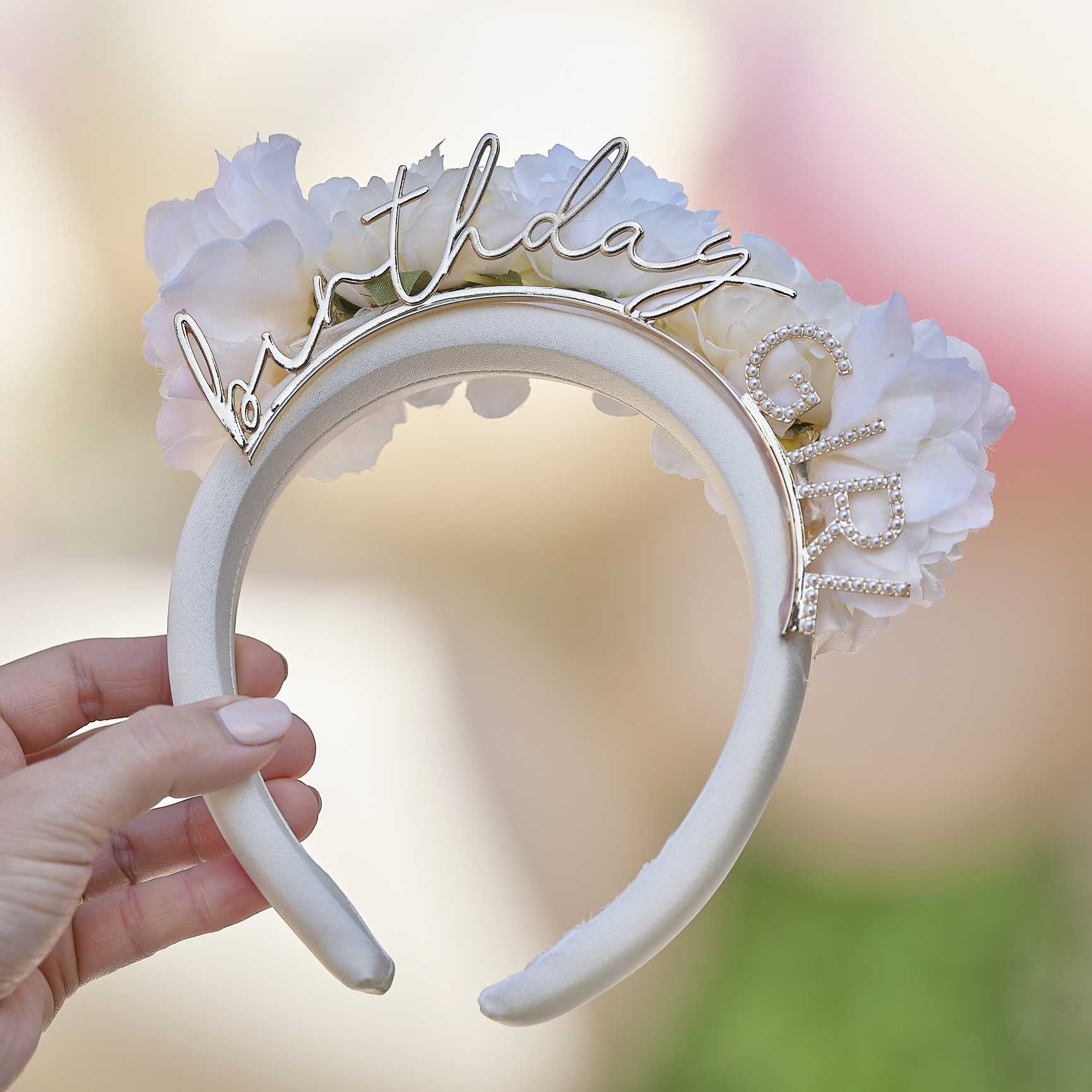 Floral Flower Birthday Girl Headband Crown - party supplies and decorations from Party & Pout Australia