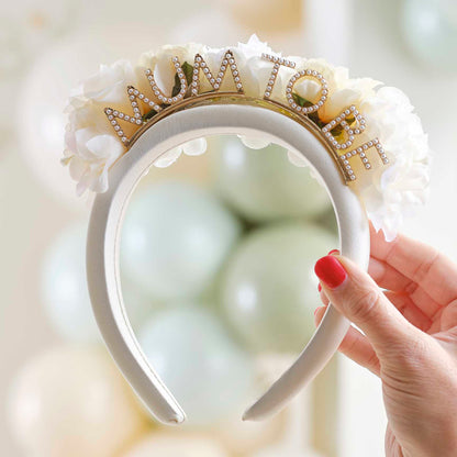 Floral Pearl Mum To Be Baby Shower Headband - party supplies and decorations from Party & Pout Australia