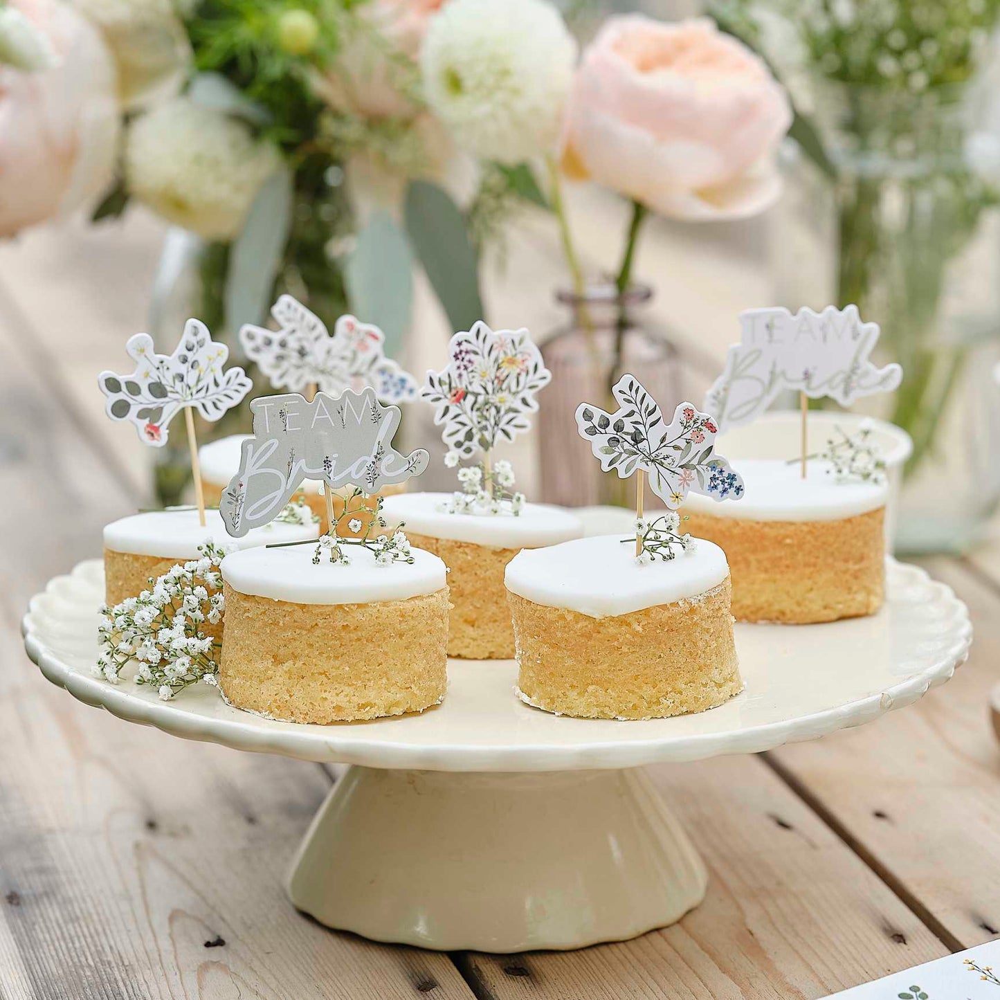 Floral Team Bride Cupcake Cake Toppers - cake toppers and dessert table decorations from Party & Pout Australia