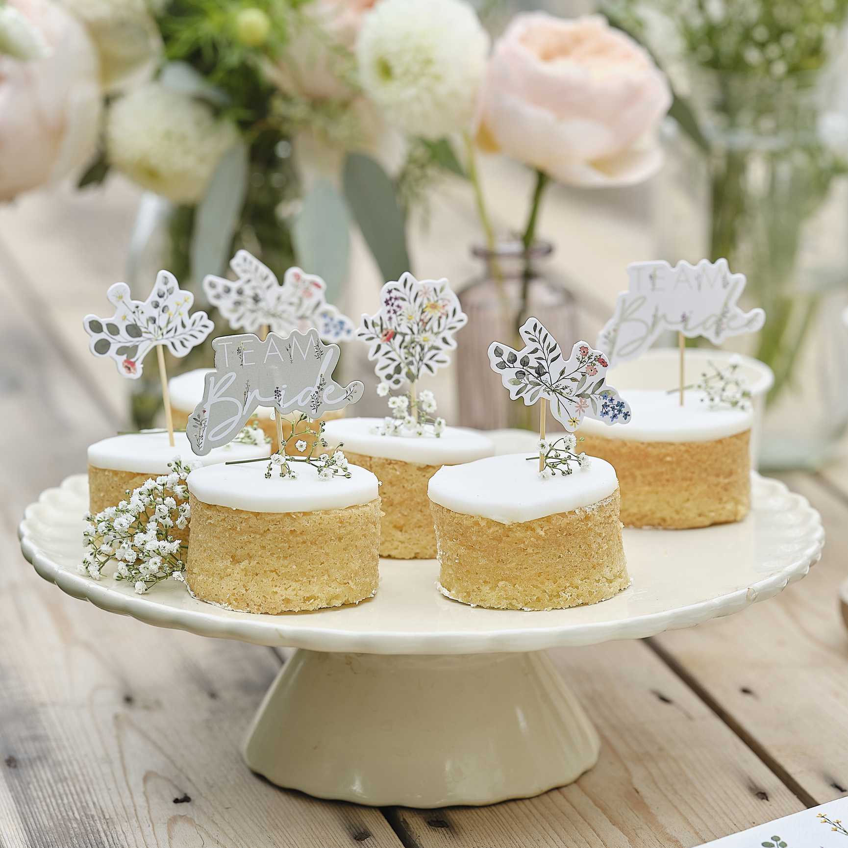 Floral Team Bride Cupcake Cake Toppers - cake toppers and dessert table decorations from Party & Pout Australia