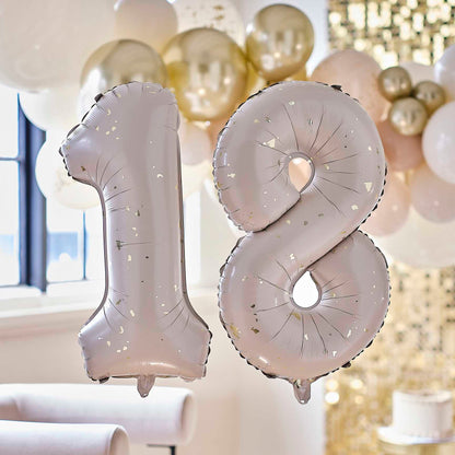 Gold Speckle Giant Number 18 18th Birthday Balloons - party balloons and balloon decorations from Party & Pout Australia