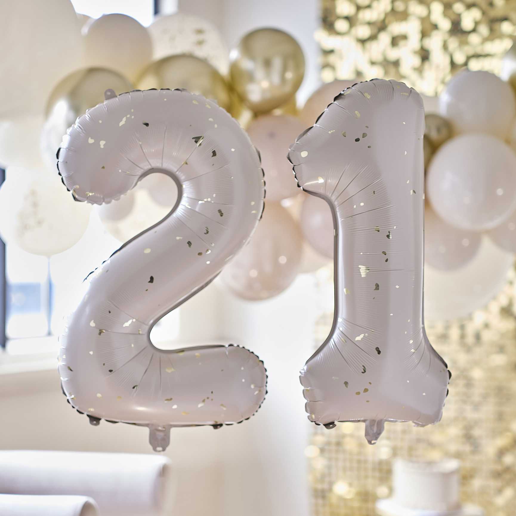 Gold Speckle Giant Number 21 21st Birthday Balloon - party balloons and balloon decorations from Party & Pout Australia
