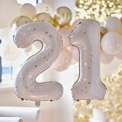 Gold Speckle Giant Number 21 21st Birthday Balloon - party balloons and balloon decorations from Party & Pout Australia