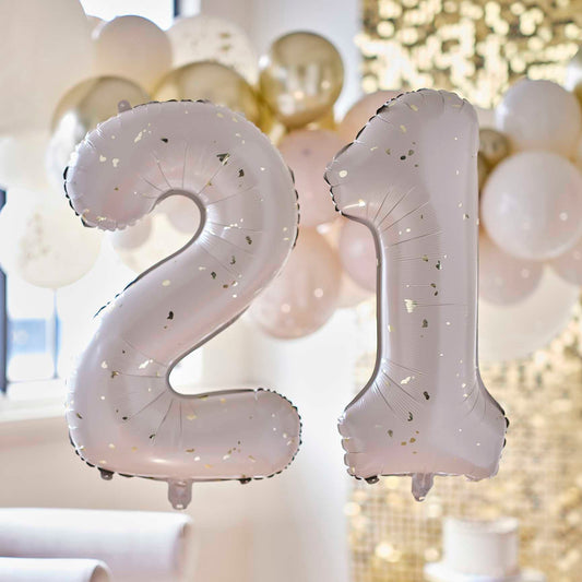 Gold Speckle Giant Number 21 21st Birthday Balloon - party balloons and balloon decorations from Party & Pout Australia
