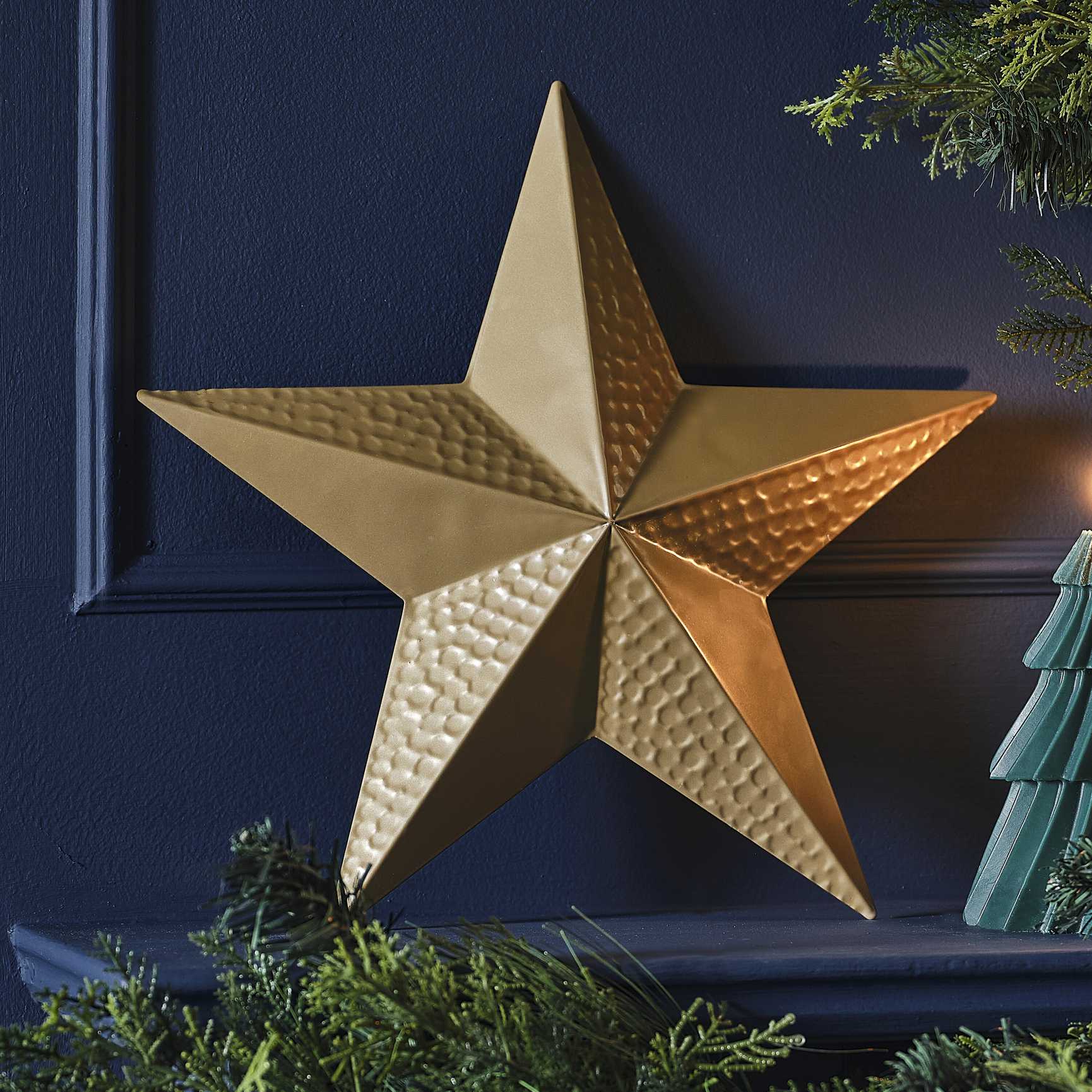Gold Metal Christmas Star Ornament - Christmas party decorations and tableware from Party & Pout Australia