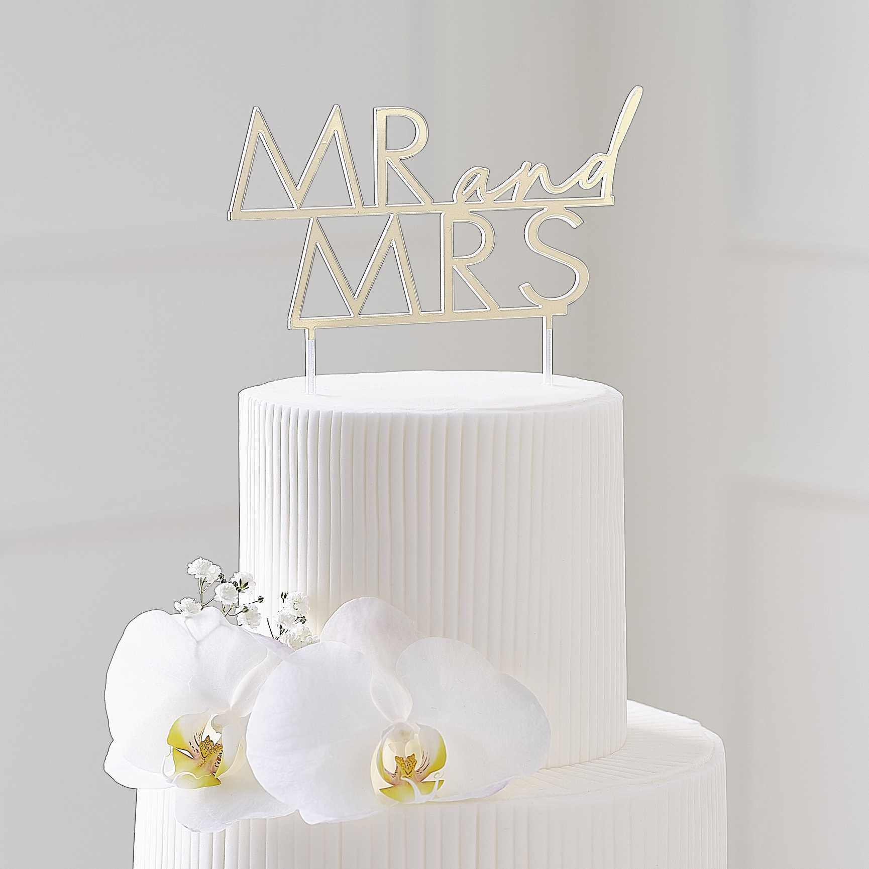 gold acrylic Mr & Mrs wedding cake topper Australia