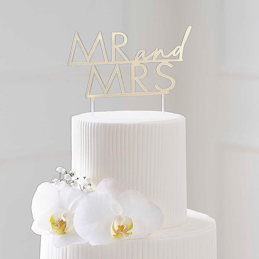 gold acrylic Mr & Mrs wedding cake topper Australia