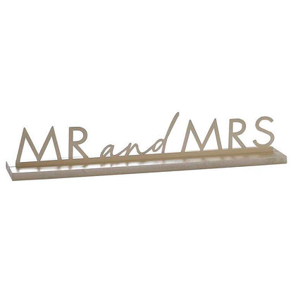 wedding table decoration gold Mr and Mrs sign