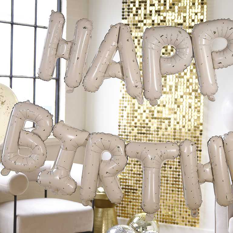 elegant gold and nude party bunting for birthday celebrations