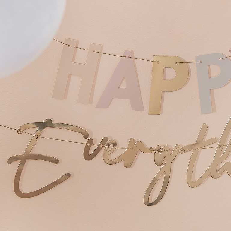 decorative pastel and gold paper bunting happy everything celebration banner party supplies