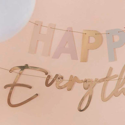 decorative pastel and gold paper bunting happy everything celebration banner party supplies
