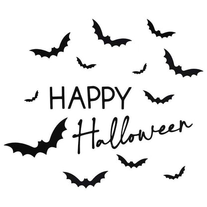 happy halloween black door sticker with bats – halloween décor australia