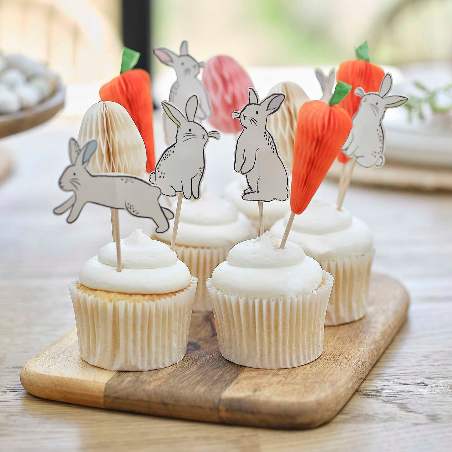 Hop Hop Hooray Easter Bunny, Carrot & Egg Cupcake Toppers - party supplies and decorations from Party & Pout Australia