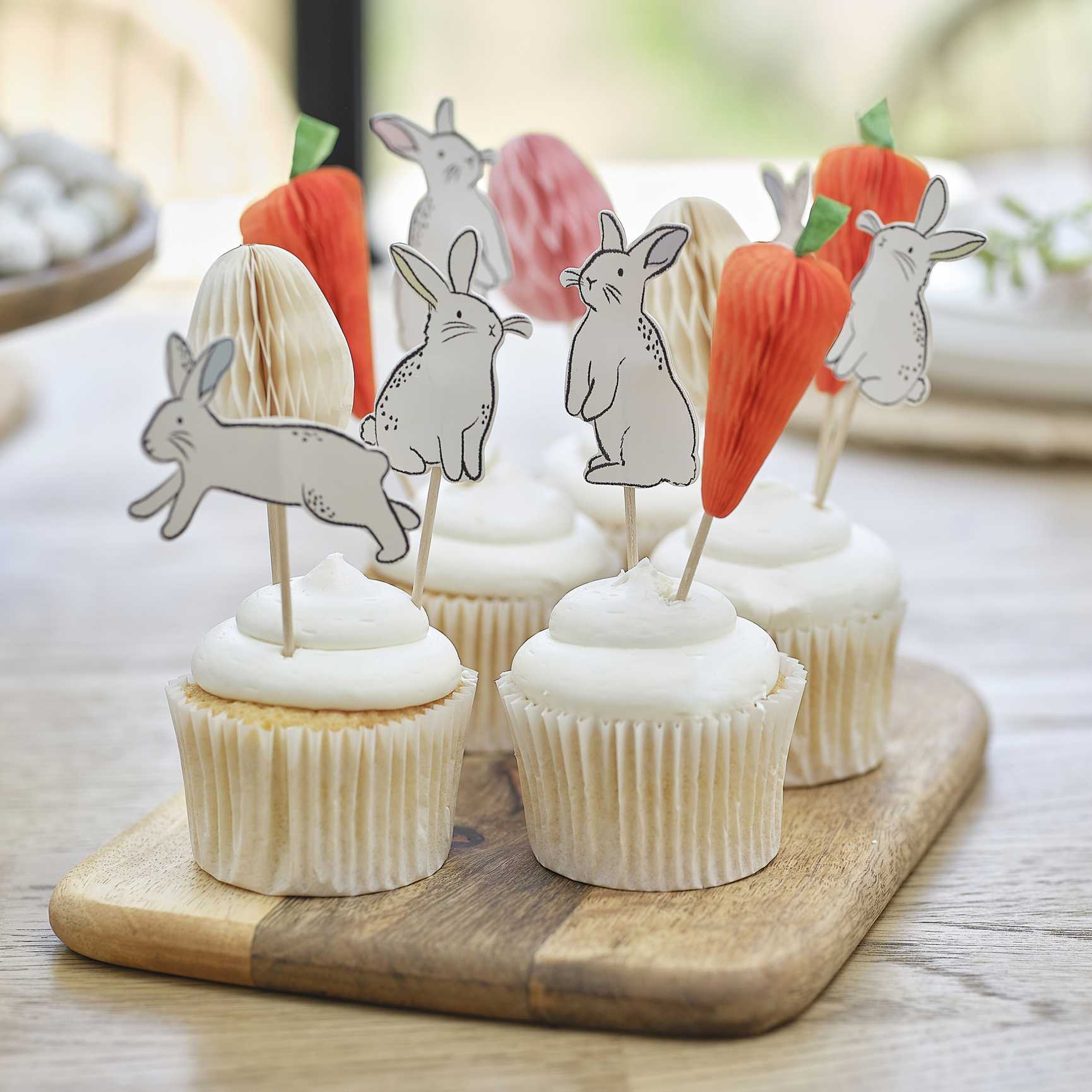 Hop Hop Hooray Easter Bunny, Carrot & Egg Cupcake Toppers - party supplies and decorations from Party & Pout Australia