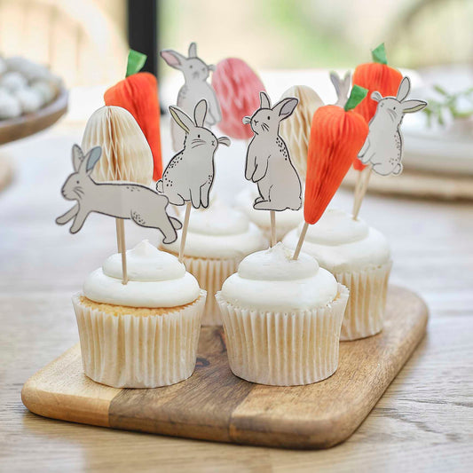 Hop Hop Hooray Easter Bunny, Carrot & Egg Cupcake Toppers - party supplies and decorations from Party & Pout Australia