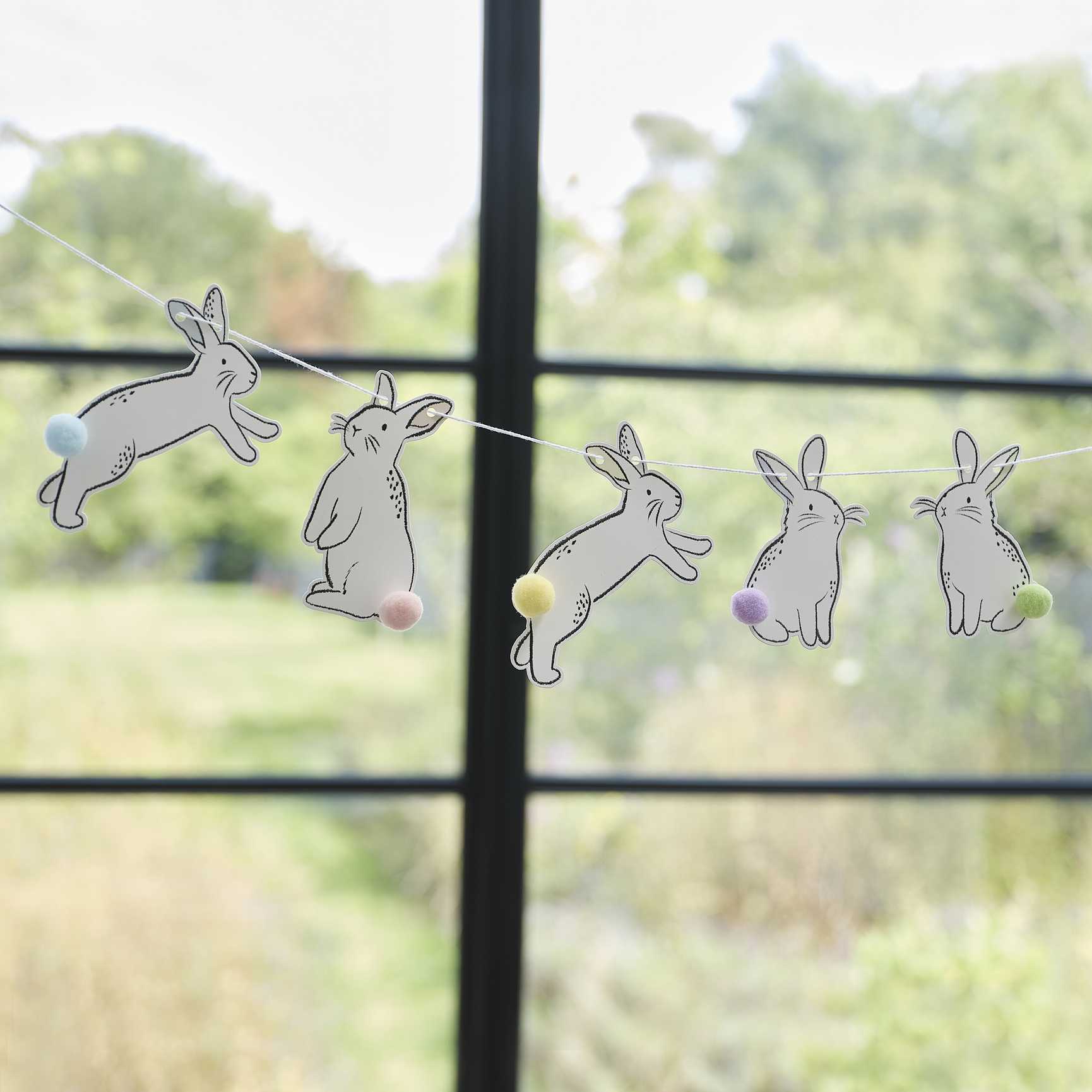Hop Hop Hooray Easter Bunny Pom Pom Tail Banner Bunting - banners, bunting and hanging decorations from Party & Pout Austr...