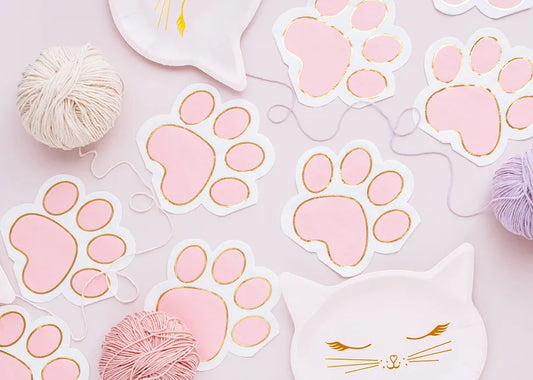pink cat paw napkins – kitty themed girls party table décor australia