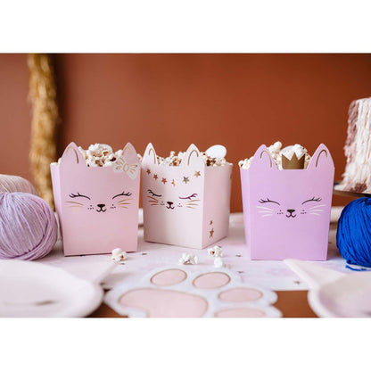 pink kitty snack boxes – girls party treat and popcorn boxes australia