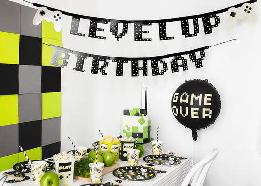 gamer level up birthday banner – gaming party decorations australia