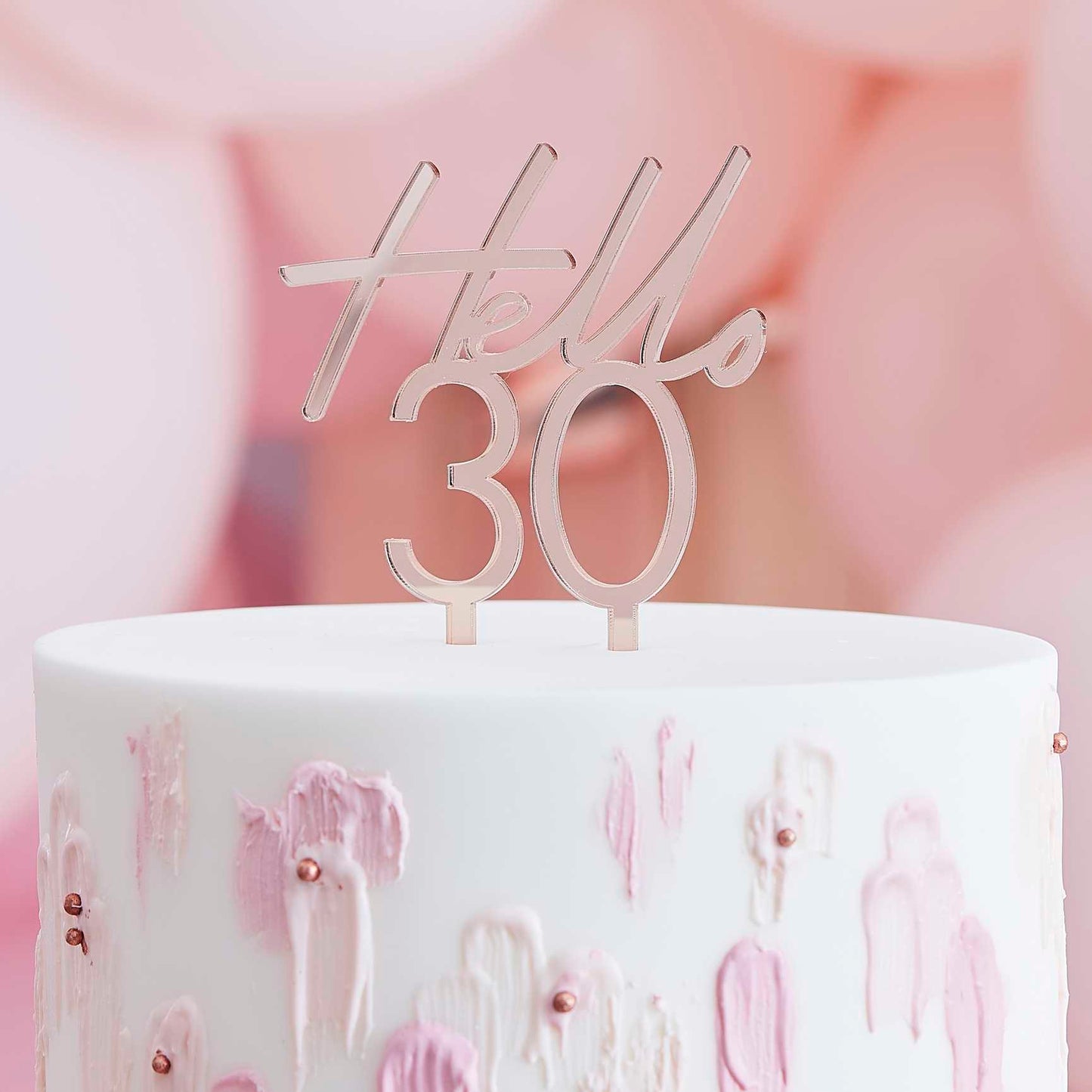 Hello 30 Rose Gold 30th Birthday Party Cake Topper - cake toppers and dessert table decorations from Party & Pout Australia