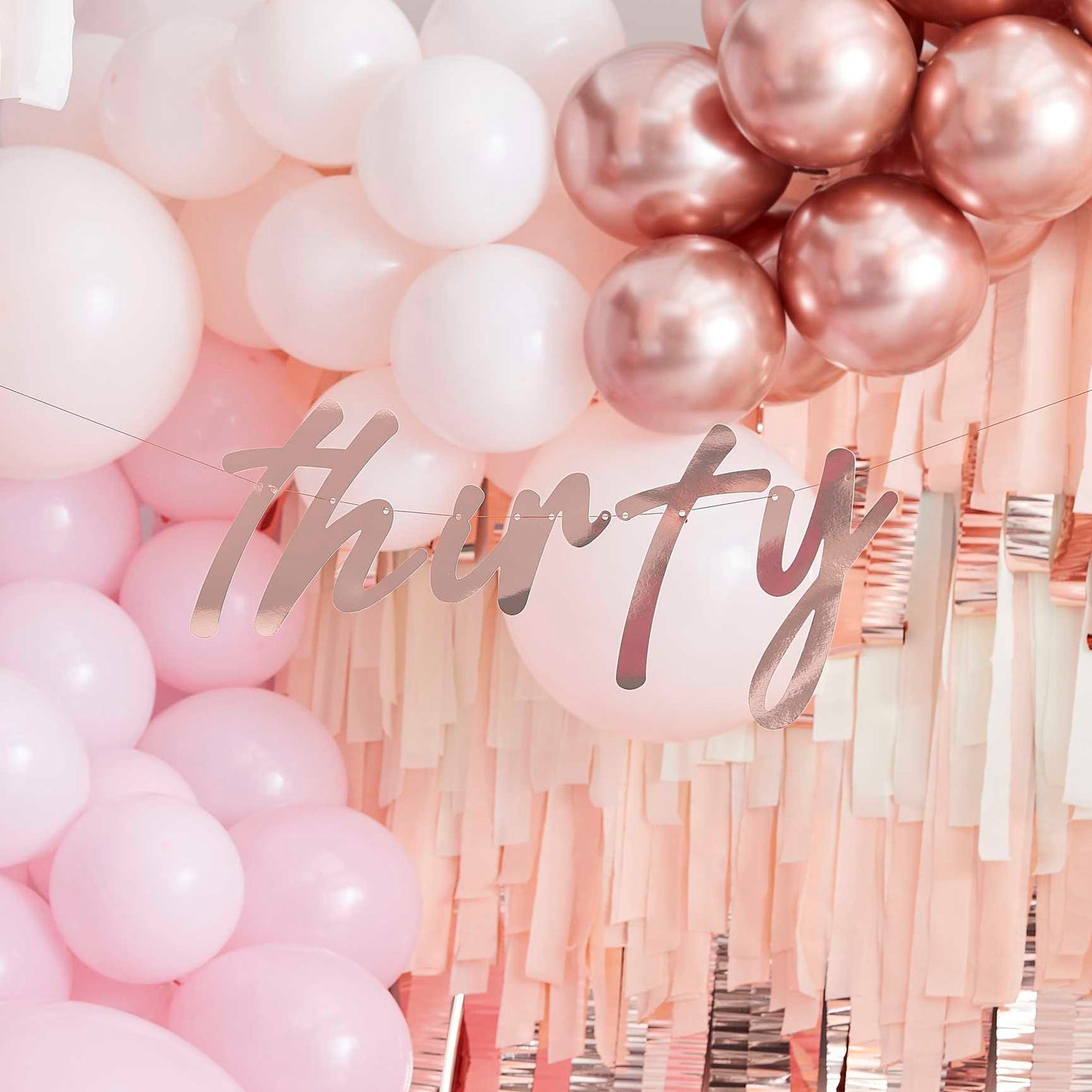 Thirty Rose Gold 30th Birthday Party Banner Decoration - banners, bunting and hanging decorations from Party & Pout Australia