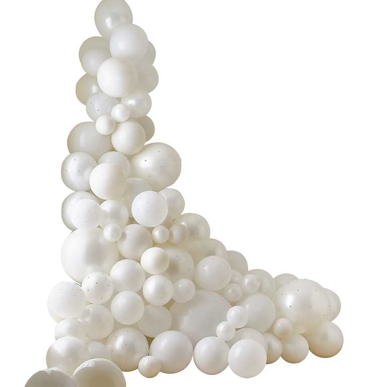 luxury balloon arch white cream with pearl stickers party décor