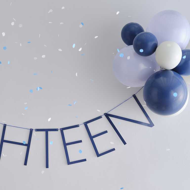 18th birthday milestone balloon banner navy grey blue balloons